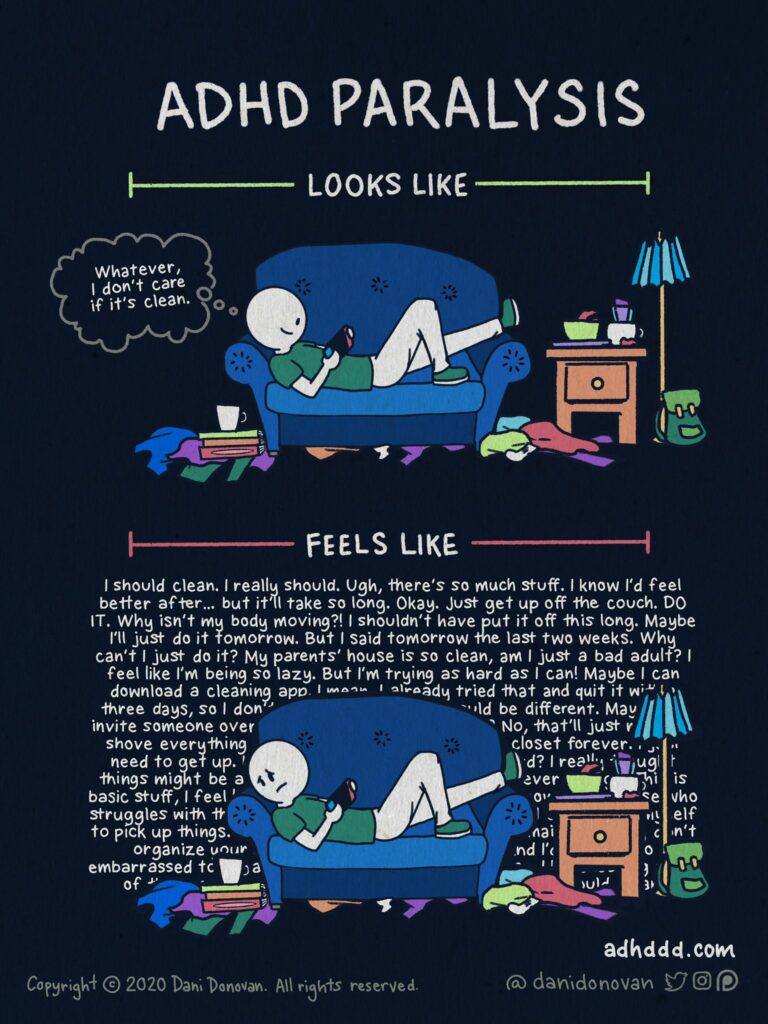 ADHD Paralysis Comic by Dani Donovan