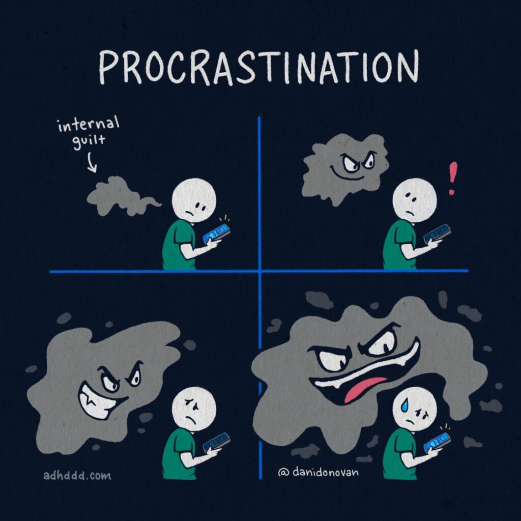 Procrastination Monster ADHD Comic by Dani Donovan