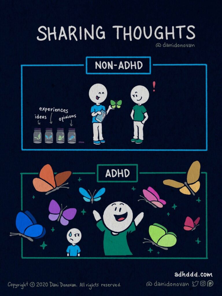 Sharing Thoughts ADHD Comic by Dani Donovan